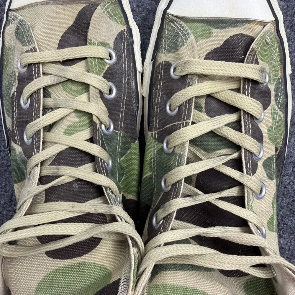 VTG 80s Converse All Star Hi Top Camouflage USA Duck Camo Chuck Taylor Size 13